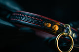 Leather BDSM Play Collar-Black & Burgundy- LIMITED AVAILABILITY