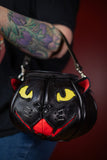 Leather Pumpkin Bag: Black Cat-Pale Yellow & Hot Pink