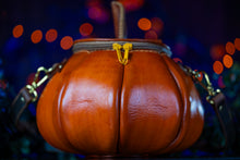 Load image into Gallery viewer, Handmade Leather Pumpkin Bag- Natural (No Face)-Orange &amp; Brown
