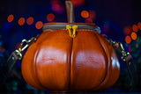 Leather Pumpkin Bag: Natural-Orange & Brown-MADE TO ORDER