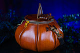 Leather Pumpkin Bag: Natural-Orange & Brown-MADE TO ORDER
