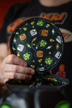 Load image into Gallery viewer, Handmade Leather Pumpkin Bag-Glow In The Dark Face-Black &amp; Green
