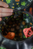 Leather Pumpkin Bag: Glow In The Dark Spooky Face-Black & Green