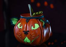 Load image into Gallery viewer, Handmade Leather Pumpkin Bag-Orange Cat
