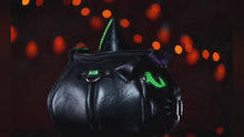Load and play video in Gallery viewer, (Made-To-Order) Handmade Leather Pumpkin Bag-Cat Face
