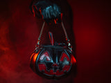 Leather Pumpkin Bag: Jack-O-Lantern-Blood Red Sparkle