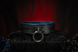 Leather BDSM Slave Collar: Black & Blue