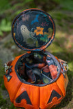 Leather Pumpkin Bag: Jack-O-Lantern-Orange & Black- READY TO SHIP