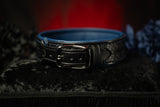 Leather BDSM Slave Collar: Black & Blue
