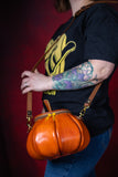 Leather Pumpkin Bag: Natural-Orange & Brown-MADE TO ORDER