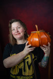 Leather Pumpkin Bag: Natural-Orange & Brown-MADE TO ORDER