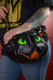 Leather Pumpkin Bag: Black Cat-MADE TO ORDER