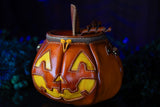 Leather Pumpkin Bag: Jack-O-Lantern-Weathered Orange & Yellow-MADE TO ORDER