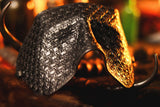 Black Leather BDSM Blindfold- Quilted Skull Motif- (MadeTo Order)