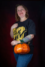 Load image into Gallery viewer, (Made To Order) Handmade Leather Pumpkin Bag-Natural (No Face)-Orange
