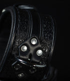 Leather BDSM Wrist Cuff Set: Black - READY TO SHIP