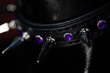 Leather Choker Necklace -Spikes & Rhinestones