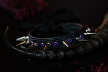 Load image into Gallery viewer, Leather Choker Necklace -Spikes &amp; Rhinestones
