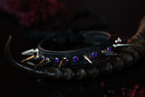 Leather Choker Necklace -Spikes & Rhinestones