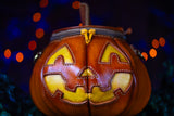 Leather Pumpkin Bag: Jack-O-Lantern-Weathered Orange & Yellow-MADE TO ORDER