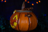 Leather Pumpkin Bag: Jack-O-Lantern-Weathered Orange & Yellow-MADE TO ORDER