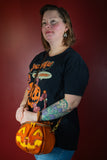 Leather Pumpkin Bag: Jack-O-Lantern-Weathered Orange & Yellow-MADE TO ORDER