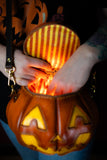 Leather Pumpkin Bag: Jack-O-Lantern-Weathered Orange & Yellow-MADE TO ORDER