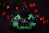 Leather Pumpkin Bag: Jack-O-Lantern-Glow-In The Dark face-Witch hat