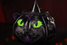 Load image into Gallery viewer, (Made-To-Order) Handmade Leather Pumpkin Bag-Cat Face
