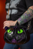 Leather Pumpkin Bag: Black Cat Witch-MADE TO ORDER