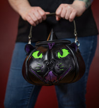 Load image into Gallery viewer, (Made-To-Order) Handmade Leather Pumpkin Bag-Cat Face
