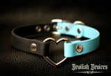 Vegan Leather Heart Ring Day Collar-Black & Blue